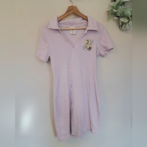 LOONEY Tunes Dress Womens Lilac Polo Ribbed Large - Picture 1 of 4